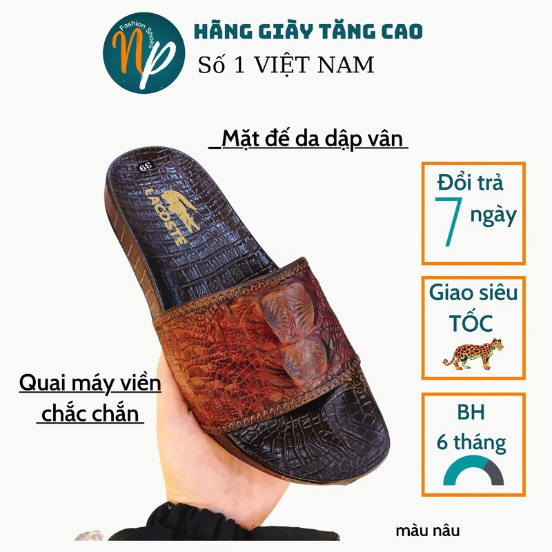 Dép da bò dập vân cá sấu NoPo