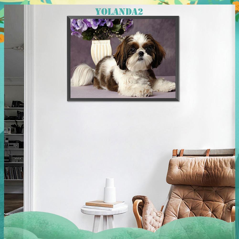 Tranh Đính Đá Kim Cương Toàn Bộ 5D DIY Hình Vẽ Chó Con