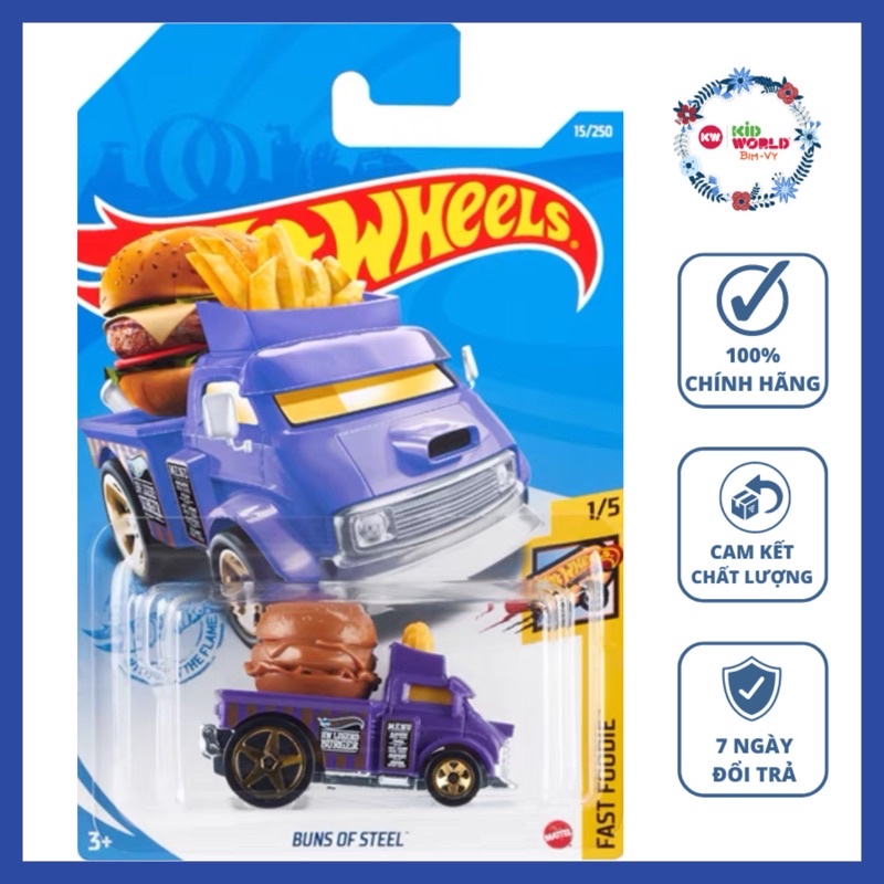 Xe mô hình Hot Wheels basic Bánh Buns of Steel GTC22, 40K.