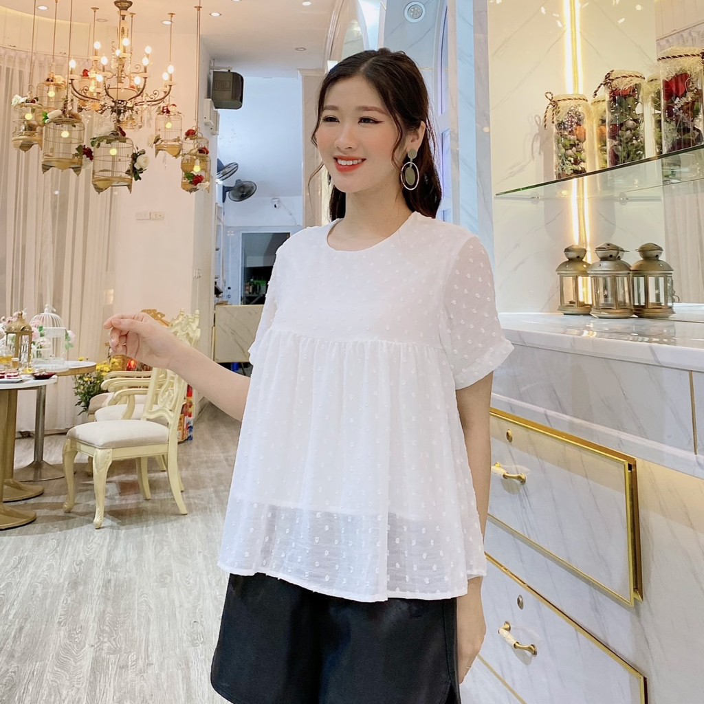 Áo Babydoll Hoa Nhí Vintage ❤️ Hana Store - Freeship ❤️ Áo kiểu tiểu thư chất voan - đũi 2 lớp họa tiết hoa nhí SIÊU HOT