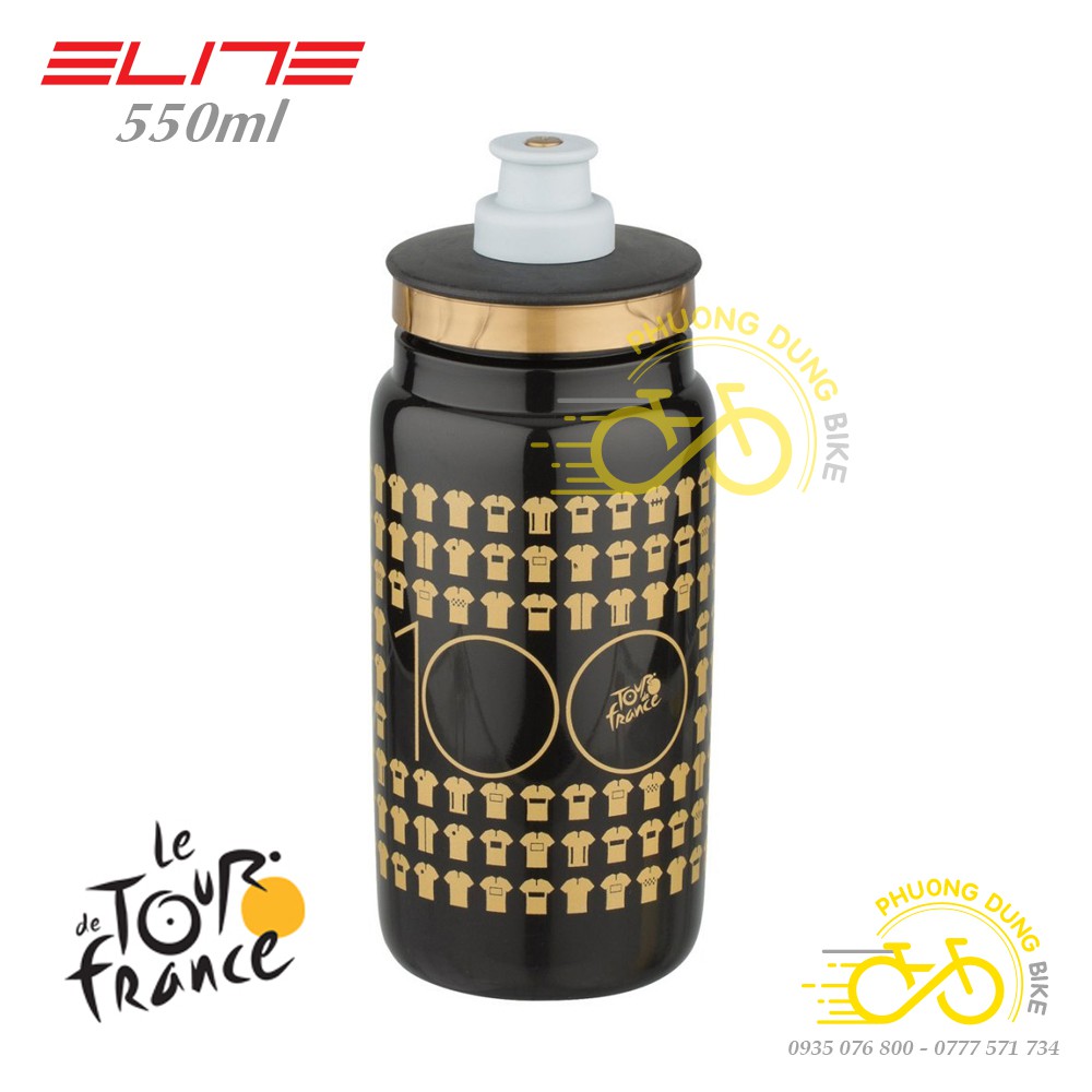 Bình nước xe đạp nhựa cao cấp Elite Fly Tour de France 2019 550ml
