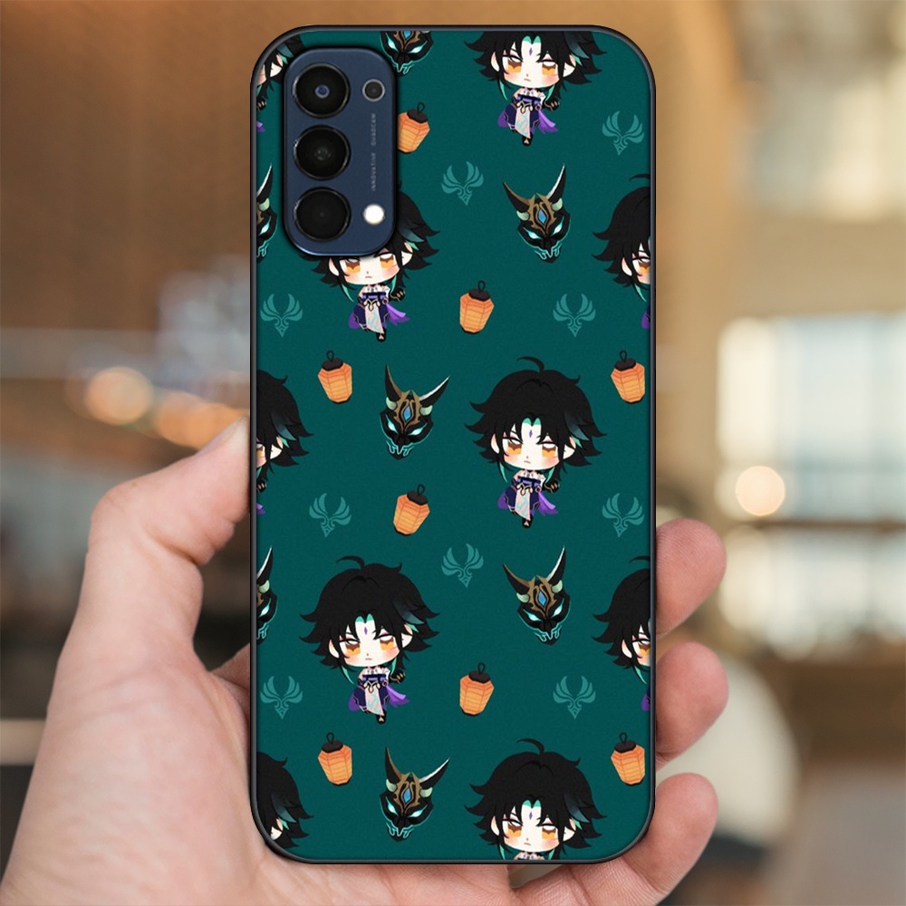 Ốp lưng Oppo Reno 4 viền đen in hình Xiao Genshin Impact