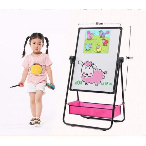 Bảng vẽ cho bé, bảng Flipchart 2 mặt xanh và trắng, viết bút lông và phấn, đồ chơi giáo dục thông minh bé 3 đến 9 tuổi