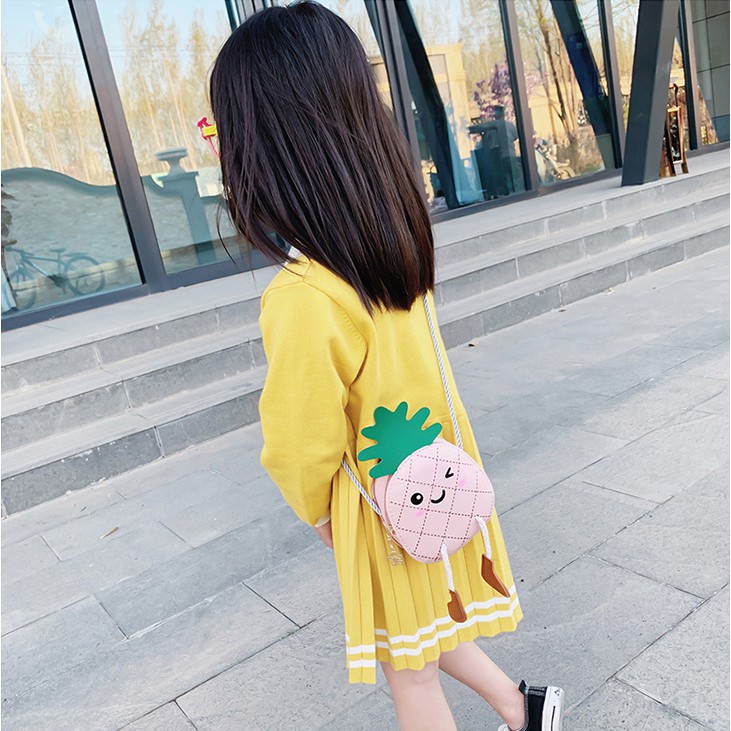 Túi đeo chéo mini cho bé trai bé gái Hạ Băng Designs - Hình Quả dứa