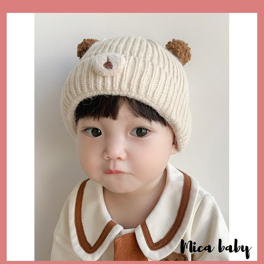 Mũ len thu đông cho bé kiểu dáng tai bông dù dễ thương ML202 Mica baby