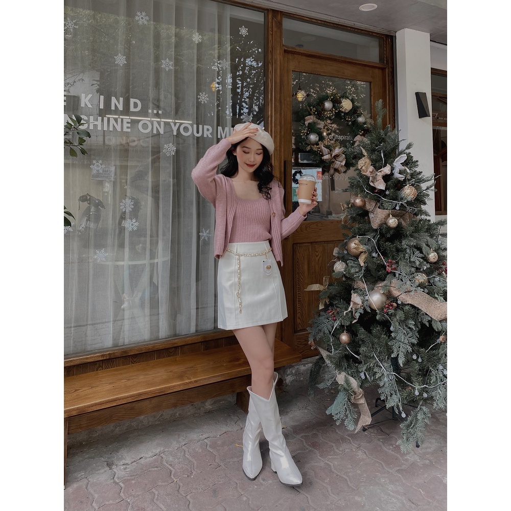 Set áo hai dây len kèm áo cadigan LYRA, chất len dày dáng croptop xinh xắn, nữ tính-VSYSE0028 | BigBuy360 - bigbuy360.vn