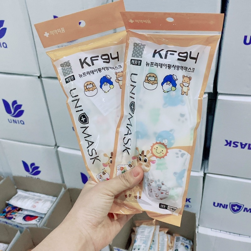 SET 10 chiếc khẩu trang trẻ em 2-10t 4 lớp KF94 UNI MASK giúp bé kháng khuẩn và chống bụi mịn