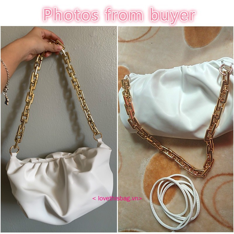 Túi Xách Đeo Vai / Kẹp Nách Chất Liệu Acrylic Mềm Mại Phối Dây Xích Xếp Ly Thời Trang Cho Nữ