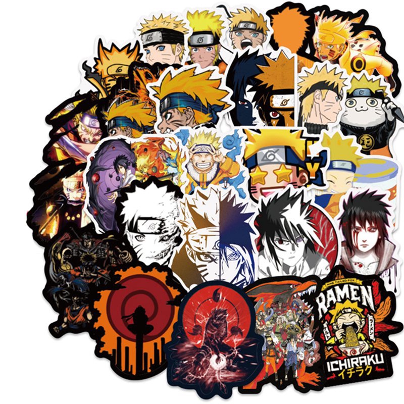 Set 100 miếng dán trang trí ván trượt / va li hình anime Naruto
