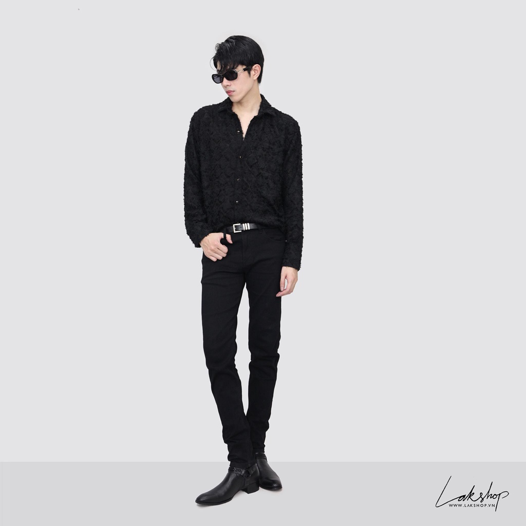 Áo sơ mi tua rua Lak Studios Ziczac Tassels Black Shirt