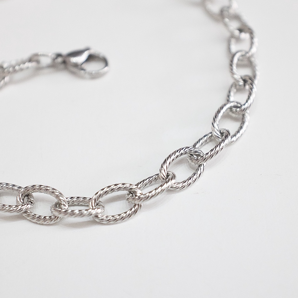 Vòng Tay Titan Unisex  Xích Basic Cắt Cạnh Không Đen Không Hoen Gỉ Không Phai Màu Không Ngứa Bền julies box 66 bracelet