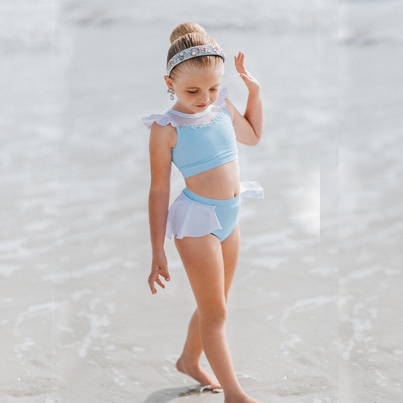 Bikini đồ bơi đi biển Áo tắm trẻ em hai mảnh AKKU