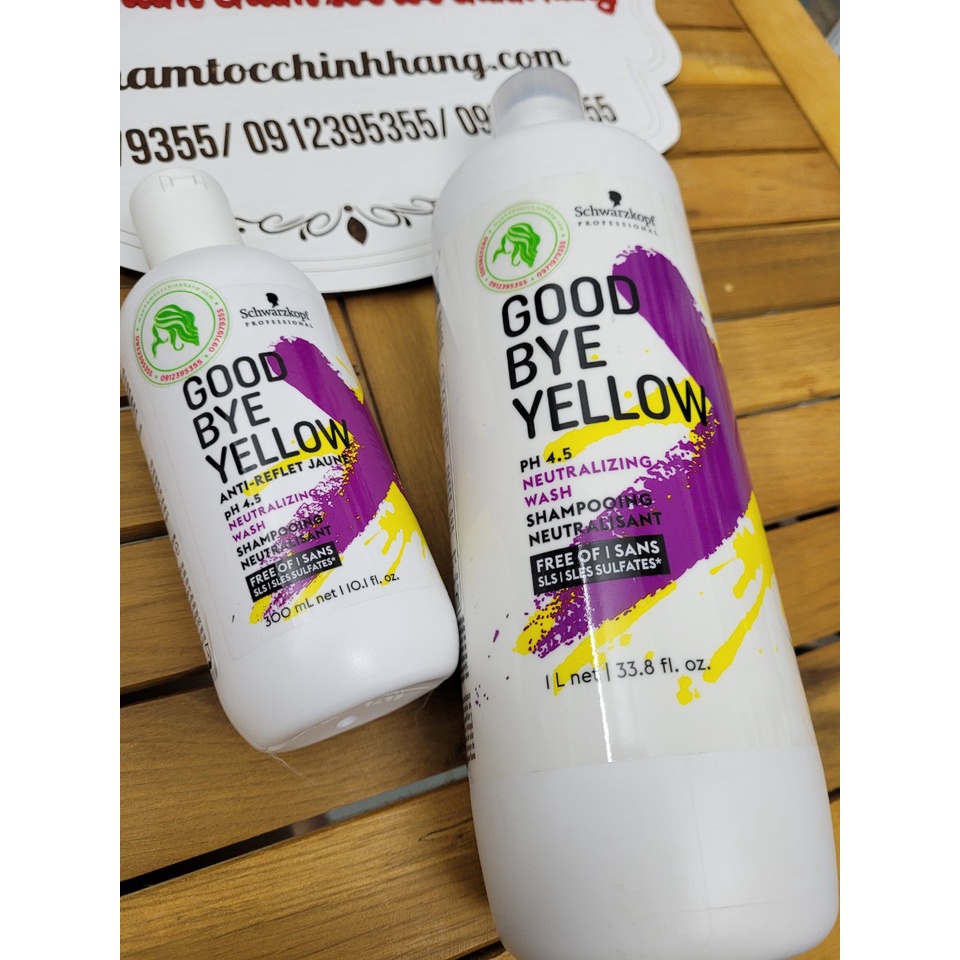 Dầu gội tím khử ánh vàng cho tóc trắng bạch kim Schwarzkopf Goodbye Yellow Shampooing 300ml - 1000ml
