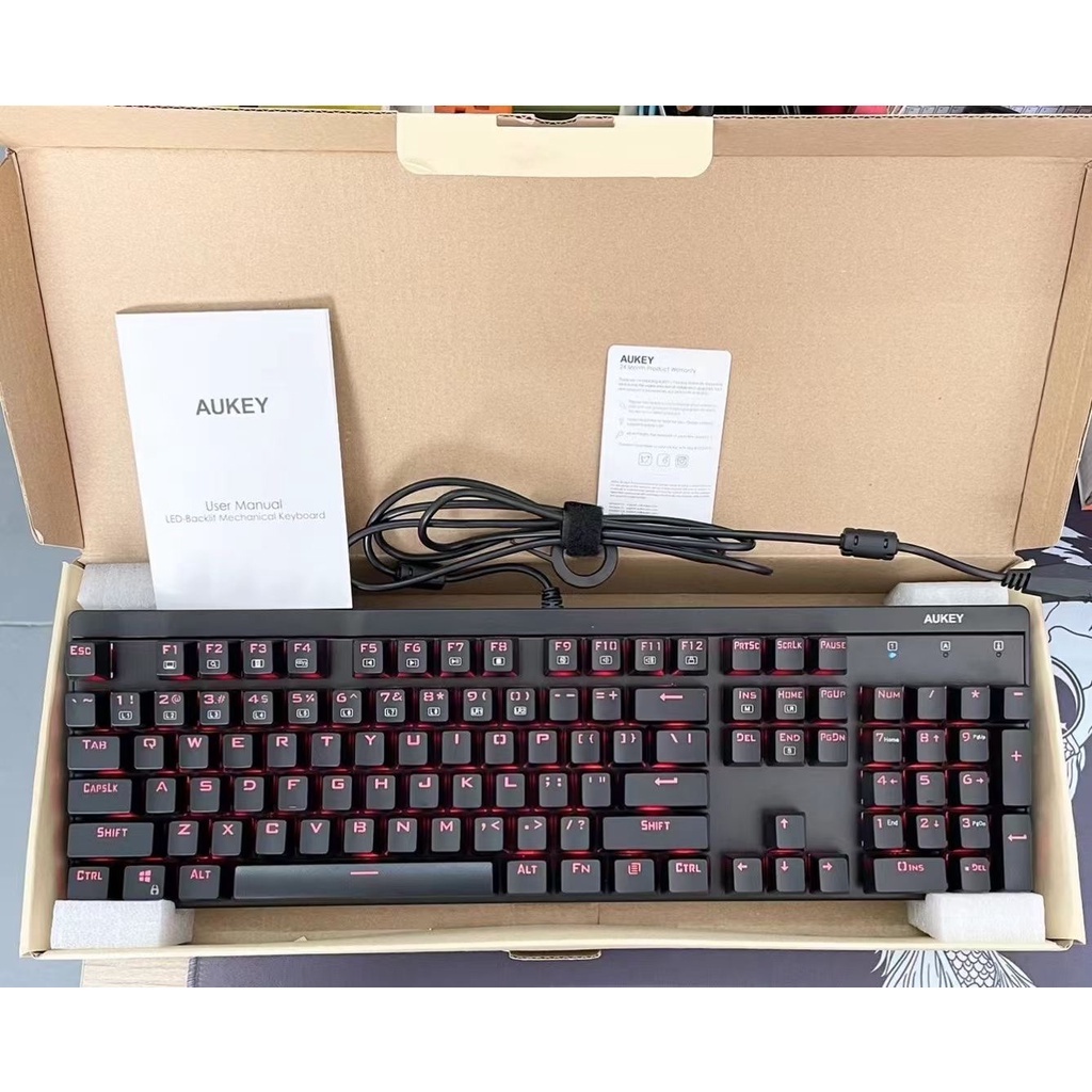 Bàn phím cơ gaming Aukey KM - G6 bàn phím led, đổi màu nhiều chế độ, chống nước, chống bụi