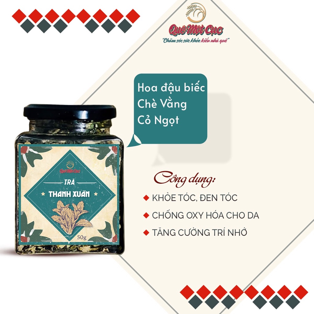 Trà hoa thảo mộc, hoa cúc, hồng, nhài, đậu biếc sấy khô thanh nhiệt, giảm cân, ngủ ngon QUÊ MỘT CỤC 50g )