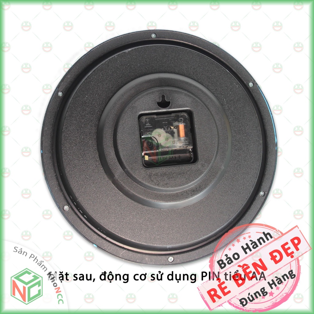 [KhoNCC] Đồng Hồ Treo Tường HD16 Kim Giật - Khung Viền Tròn Nền Trắng - NQL-HD16Xl (Nhiều màu)