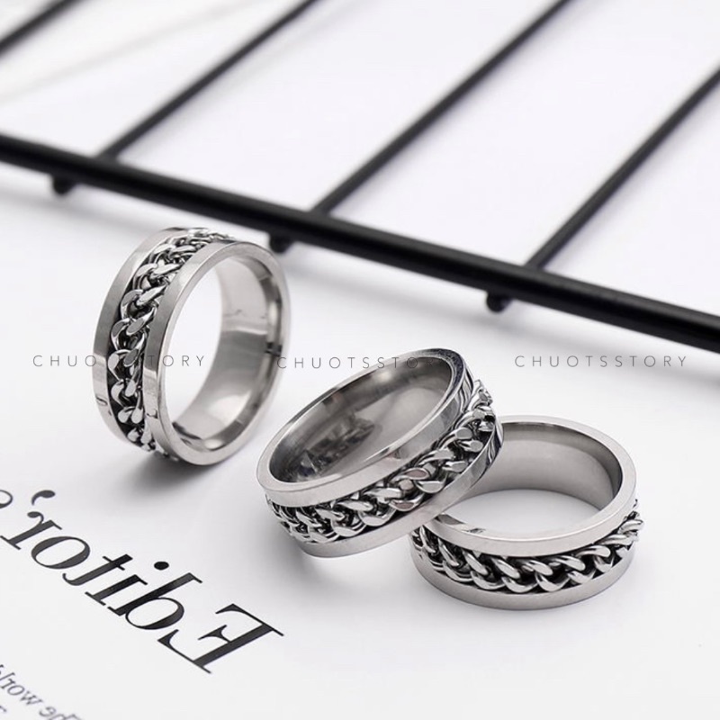 Nhẫn titan thời trang không gỉ nhiều mẫu, nhẫn nam nữ unisex cá tính - ChuotsStory 8-12