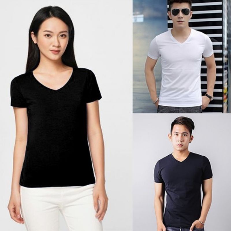 ÁO THUN TRƠN CỔ TIM NAM,NỮ (trắng,đen,xám)