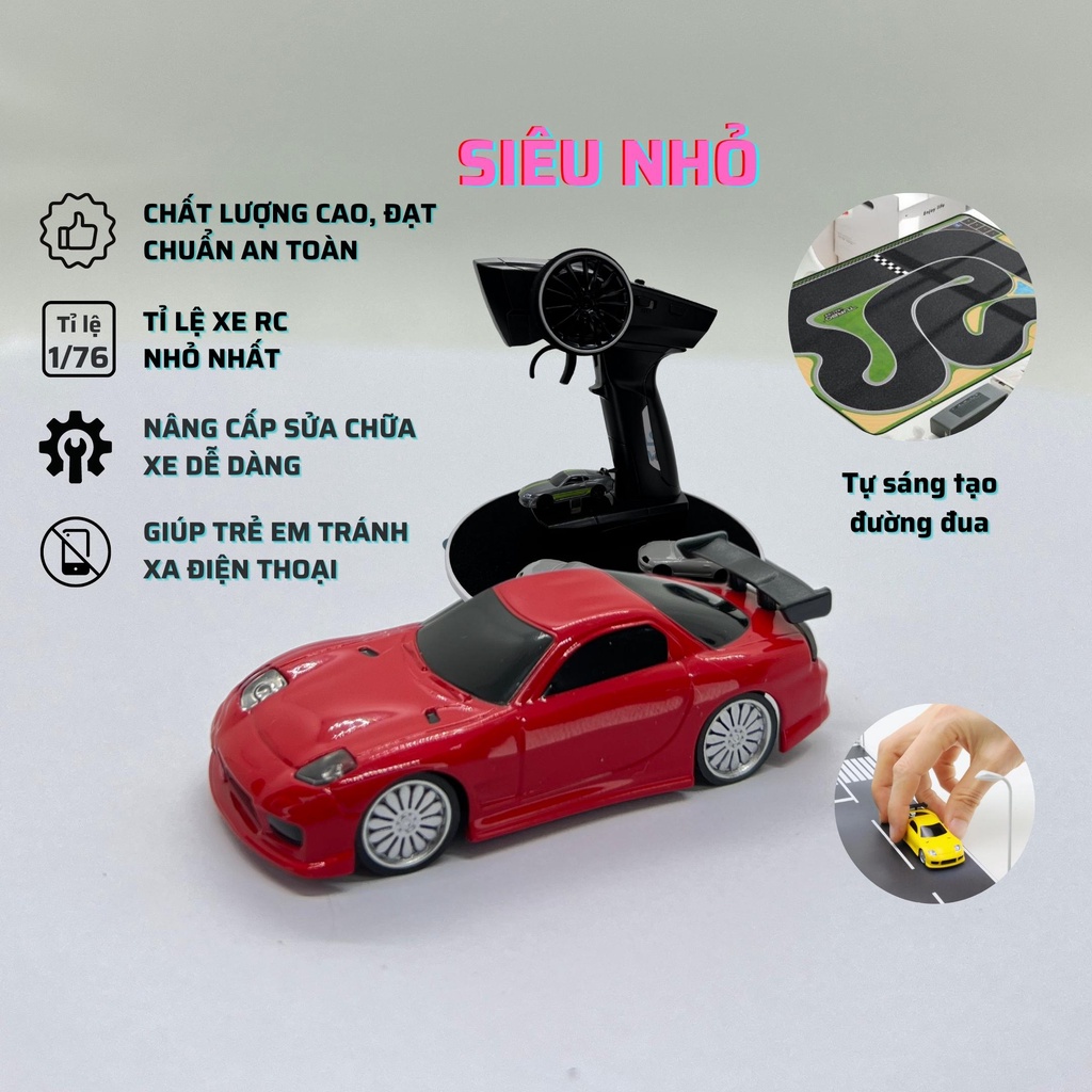 Xe Điều Khiển Tỉ Lệ 1/76 Turbo Racing 2.4Ghz, Động cơ không chổi than [Mẫu Sport C71 Màu Đỏ]