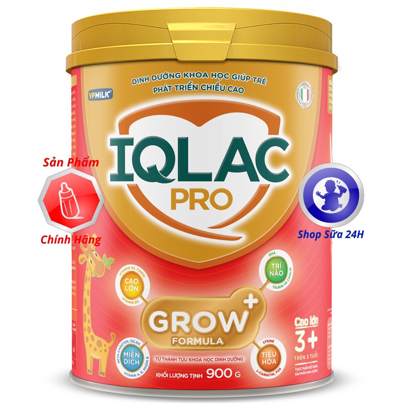 [MẪU MỚI] Sữa IQLAC Pro Grow 3+ Chiều Cao/ Cao Lớn 900g