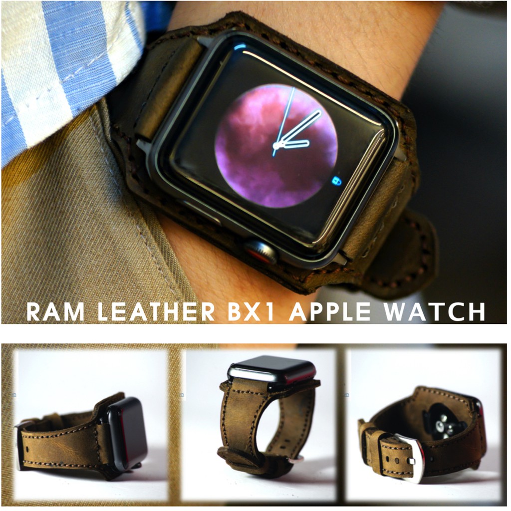 Dây đồng hồ Apple Watch , Iwatch , Iphone Watch Da Bò Nâu Đất  RAM Leather Bundstrap Bx1  Bền Đẹp