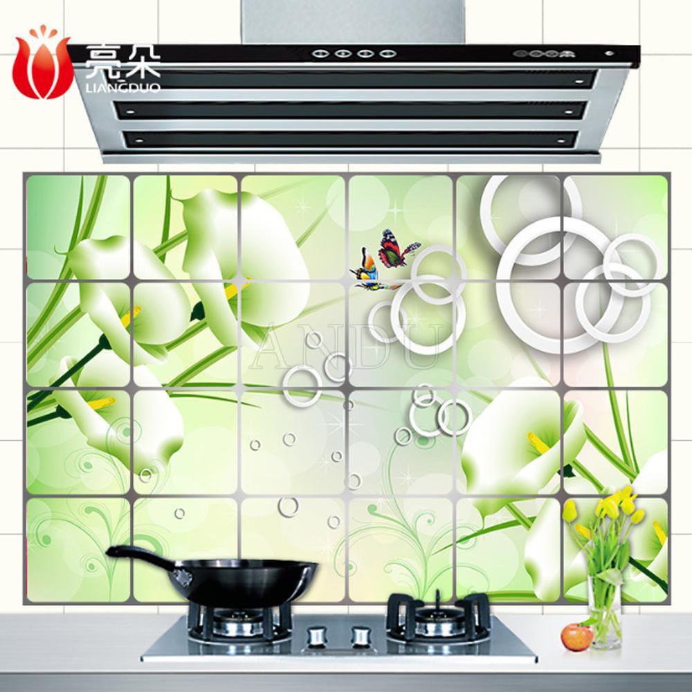 Combo 5 Giấy Dán Tường Cách Nhiệt, Miếng Decal Dán Tường Chống Thấm, Chống Dầu Mỡ Cho Nhà Bếp (60cm x 90cm