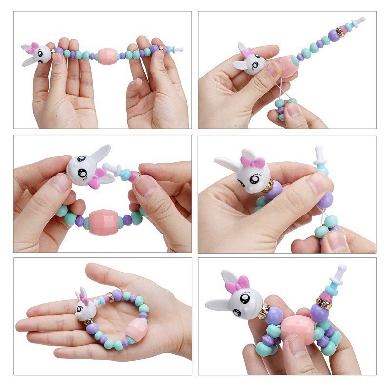 [Thỏ] Vòng đeo tay cho bé gái TWISTY PETZ biến hình thú cưng kì diệu Unicorn hottrend bằng chuỗi hạt nhựa - New4all