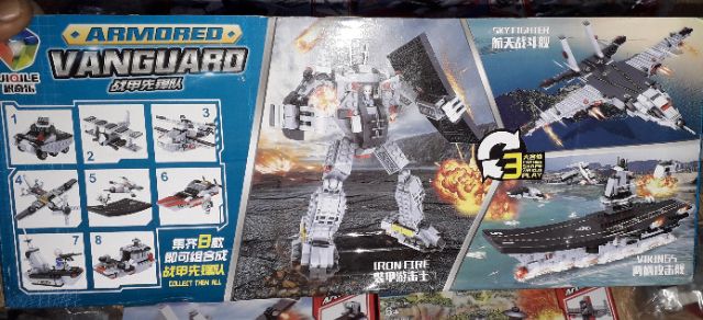 Sét 8 hộp lắp ráp LegoVanguaro Tàu sân bay_máy bay_Người sắt trọn bộ 41015 có trên 650 chi tiết bằng nhựa ABS