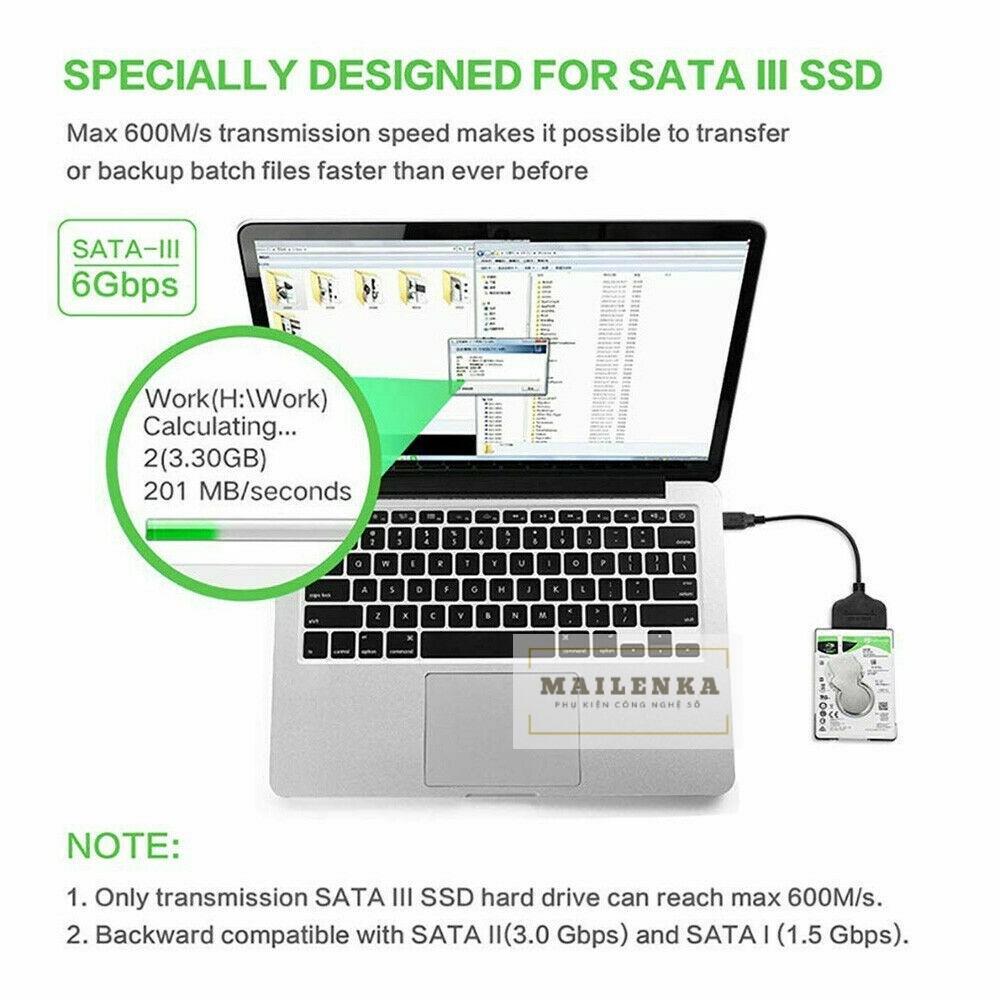 Dây Cáp Chuyển Đổi USB Sang Sata 3 Hỗ Trợ 2.5inch SSD HDD SATA 22 pin