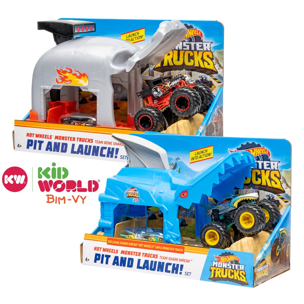 Bộ đường ray đua Hot Wheels Monster Trucks Team Shark Wreak Set GKY01.