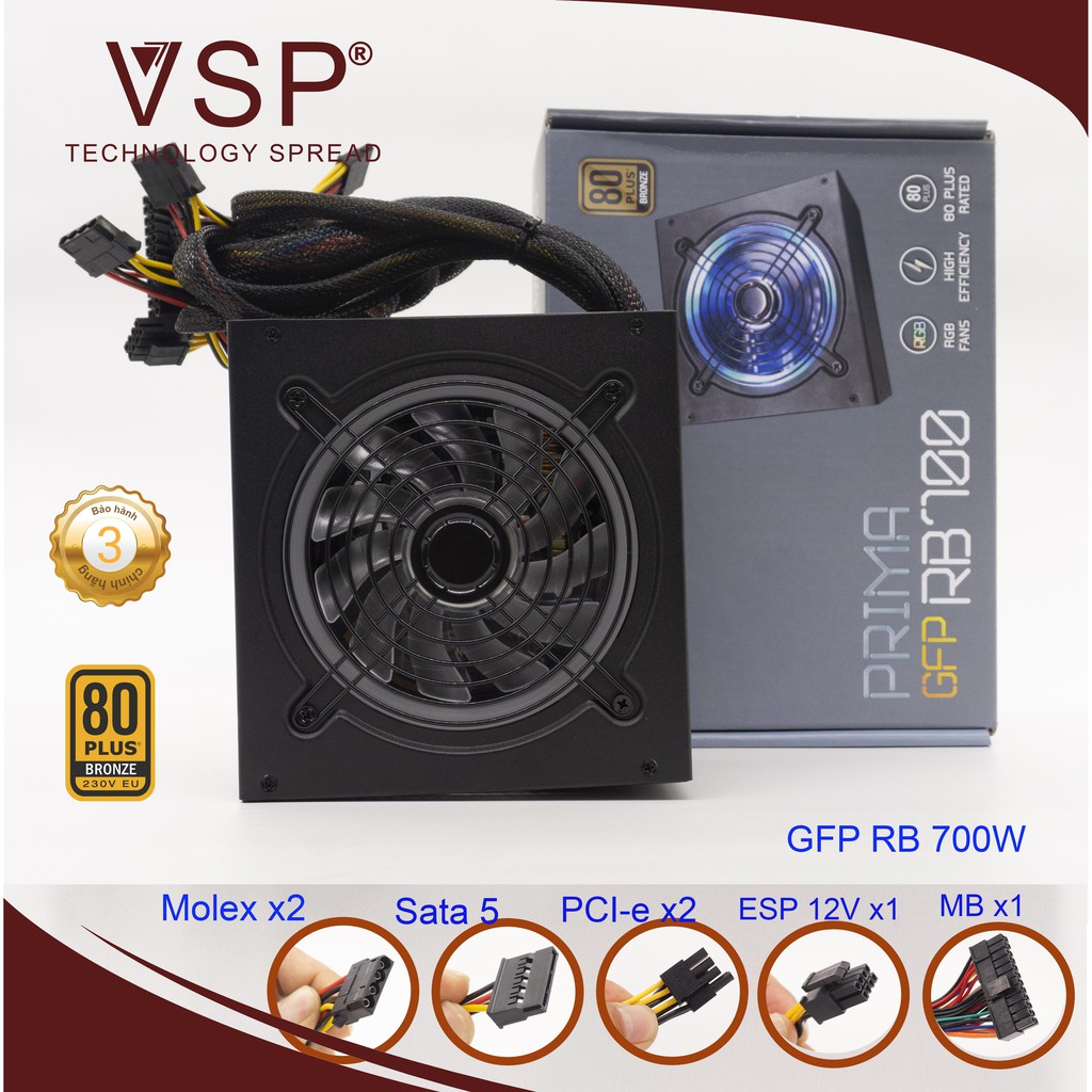 VSP BR700W 80Plus BRONZE (700W 80Plus) - NGUỒN VÔNG SUẤT THỰC