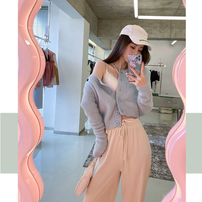 Áo khoác len dáng ngắn phối nút phong cách Hàn Quốc thời trang mùa thu cho nữ