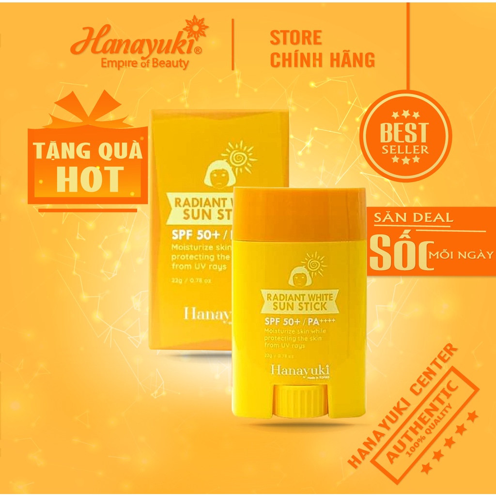 Kem chống nắng dạng thỏi trắng da Hanayuki Radiant White Sun Stick Korea SPF 50++++ Chính hãng 100%