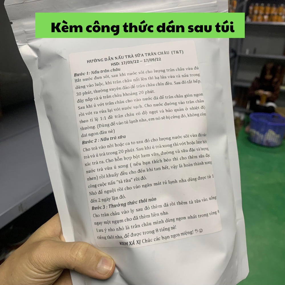 Set trà sữa tự pha trân châu đường đen, kem trứng dừa nướng, milo dầm, ô long  15- 18 chén, 400g - 500g