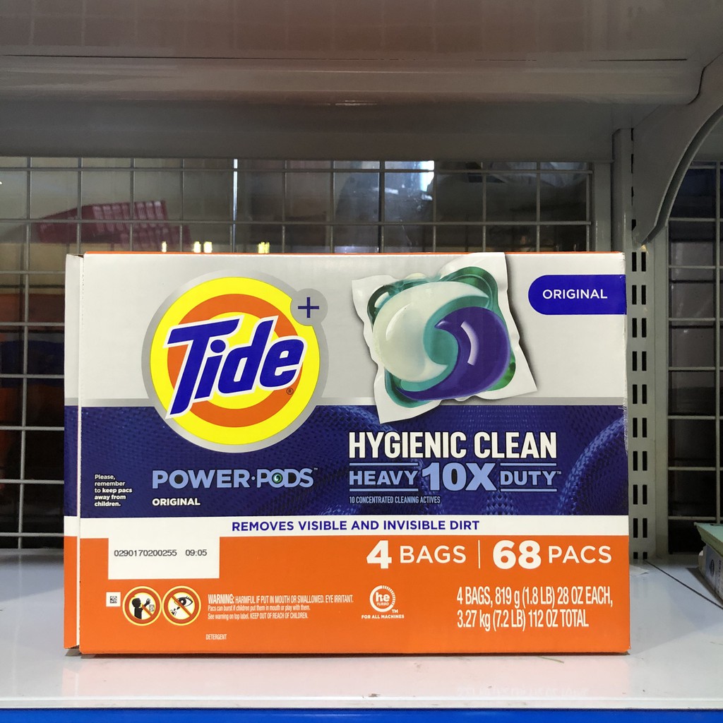 [THÙNG 4 BỊCH]1 Thùng Viên Giặt Tide Power PODS Hygienic Clean Detergent Mỹ