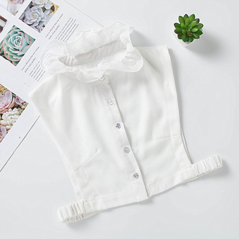 Cổ Áo Đứng Phối Bèo Nhún Màu Trơn Kiểu Công Chúa Hàn Quốc Xinh Xắn Cho Nữ