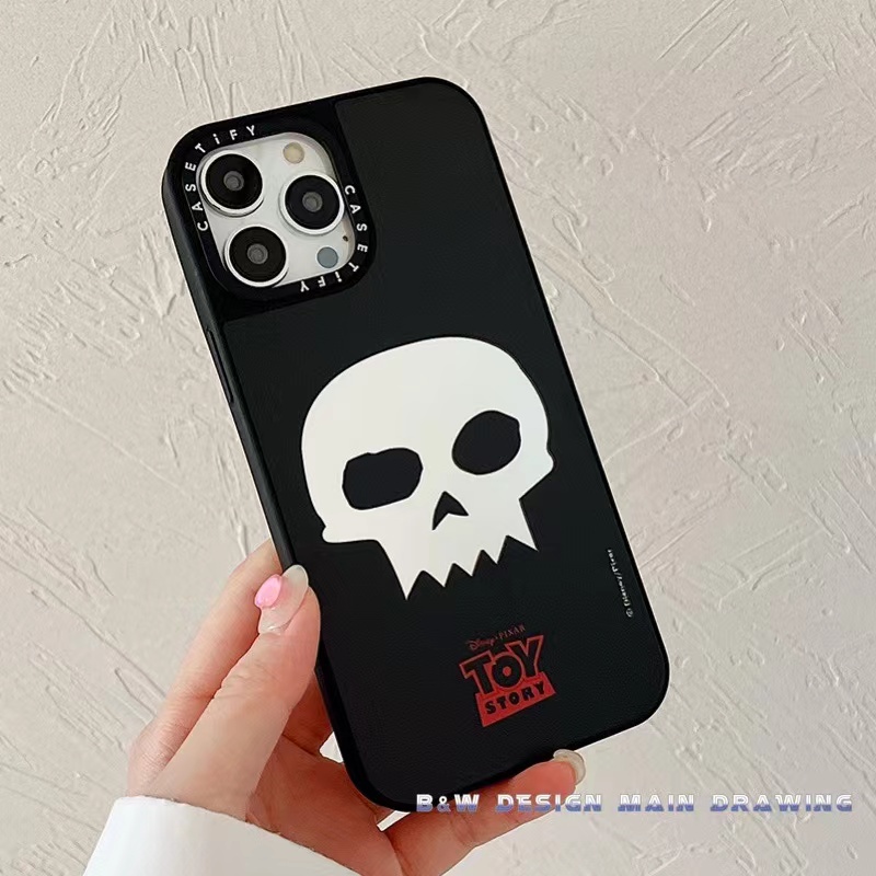 Ốp Điện Thoại Acrylic Chống Sốc Tráng Gương Hình Đầu Lâu Màu Bạc Dễ Thương Cho iPhone 13 12 11 Pro MAX X XS MAX XR 7Plus 8Plus