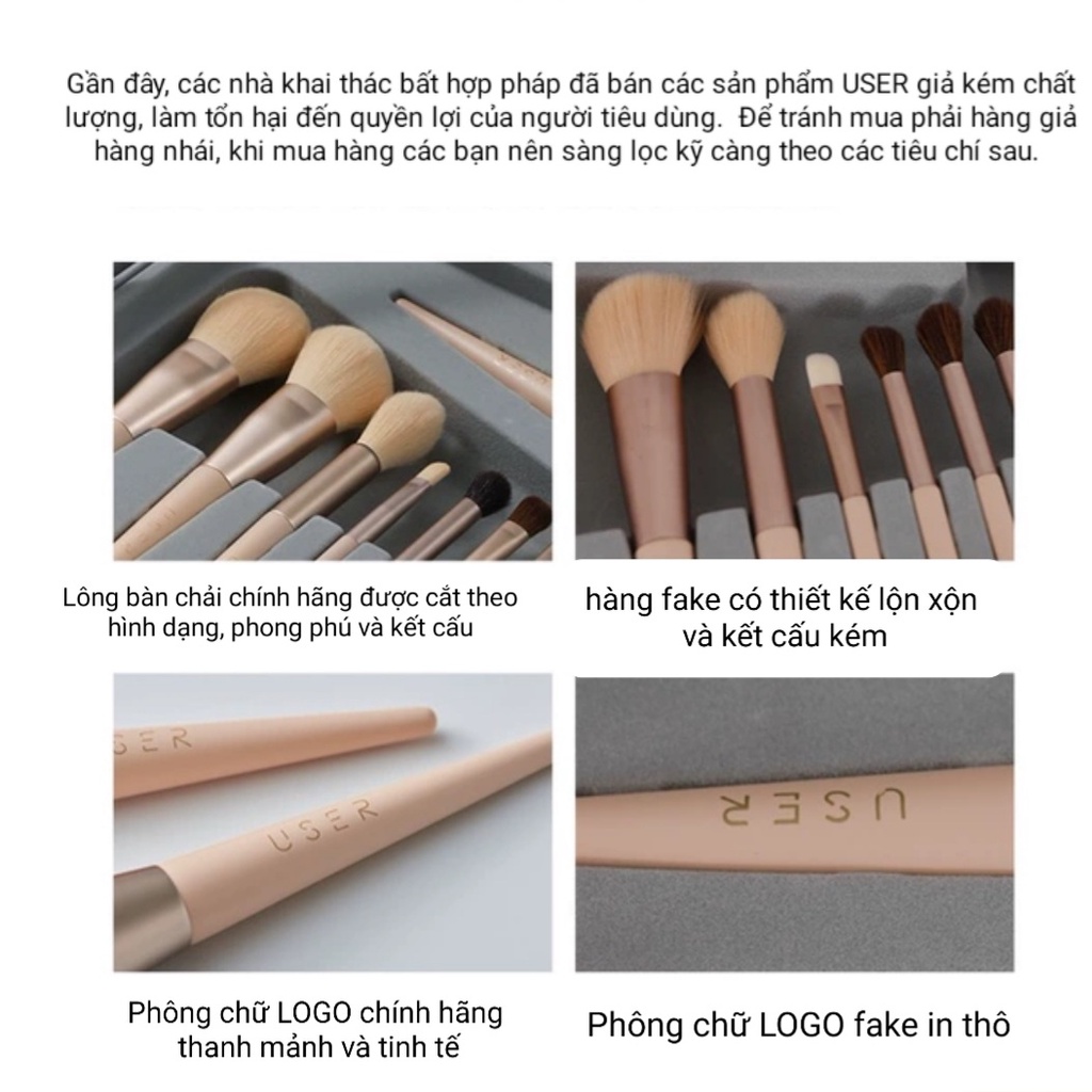 Bộ cọ trang điểm USER CHÍNH HÃNG