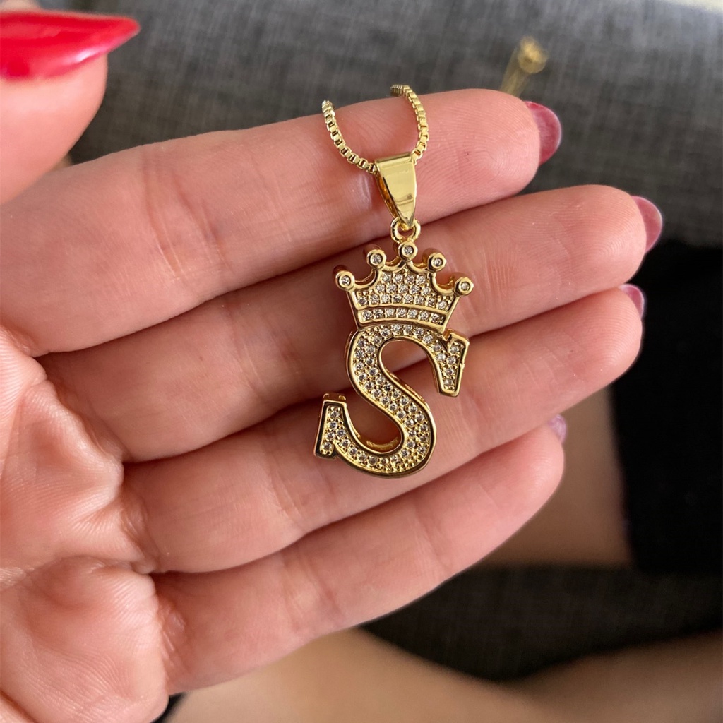 Vòng cổ Mặt Chữ Cái Từ A-Z Đính Đá Zircon Sang Trọng