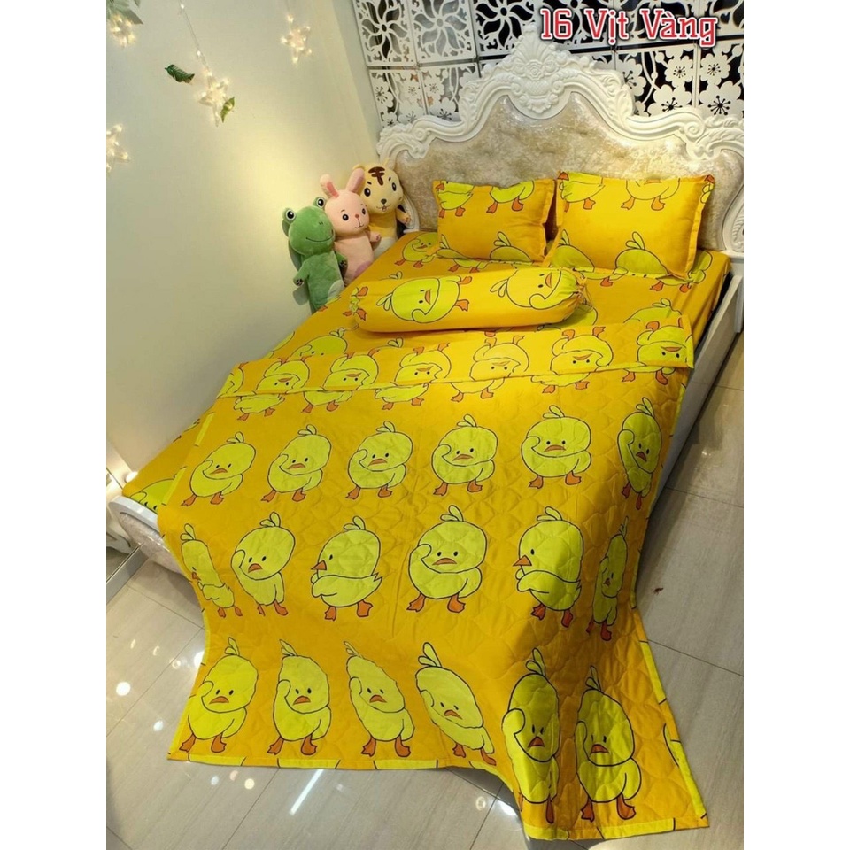 5 MÓN GA GỐI 1M8X2M CHĂN HÈ TRẦN BÔNG KITTY DÂU MỚI CUTE KÈM VỎ GỐI ÔM