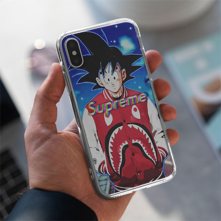 Ốp ip beabrick bape trong suốt hình goku superme Iphone 7/8/8Plus/X/Xs/Xs Max/11/11 Promax/12/12 Promax BAPPOD00079