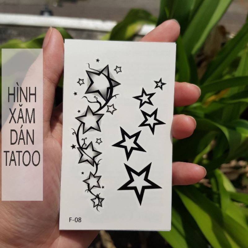 Hình xăm ngôi sao f08. Xăm dán tatoo mini tạm thời, size &lt;10x6cm