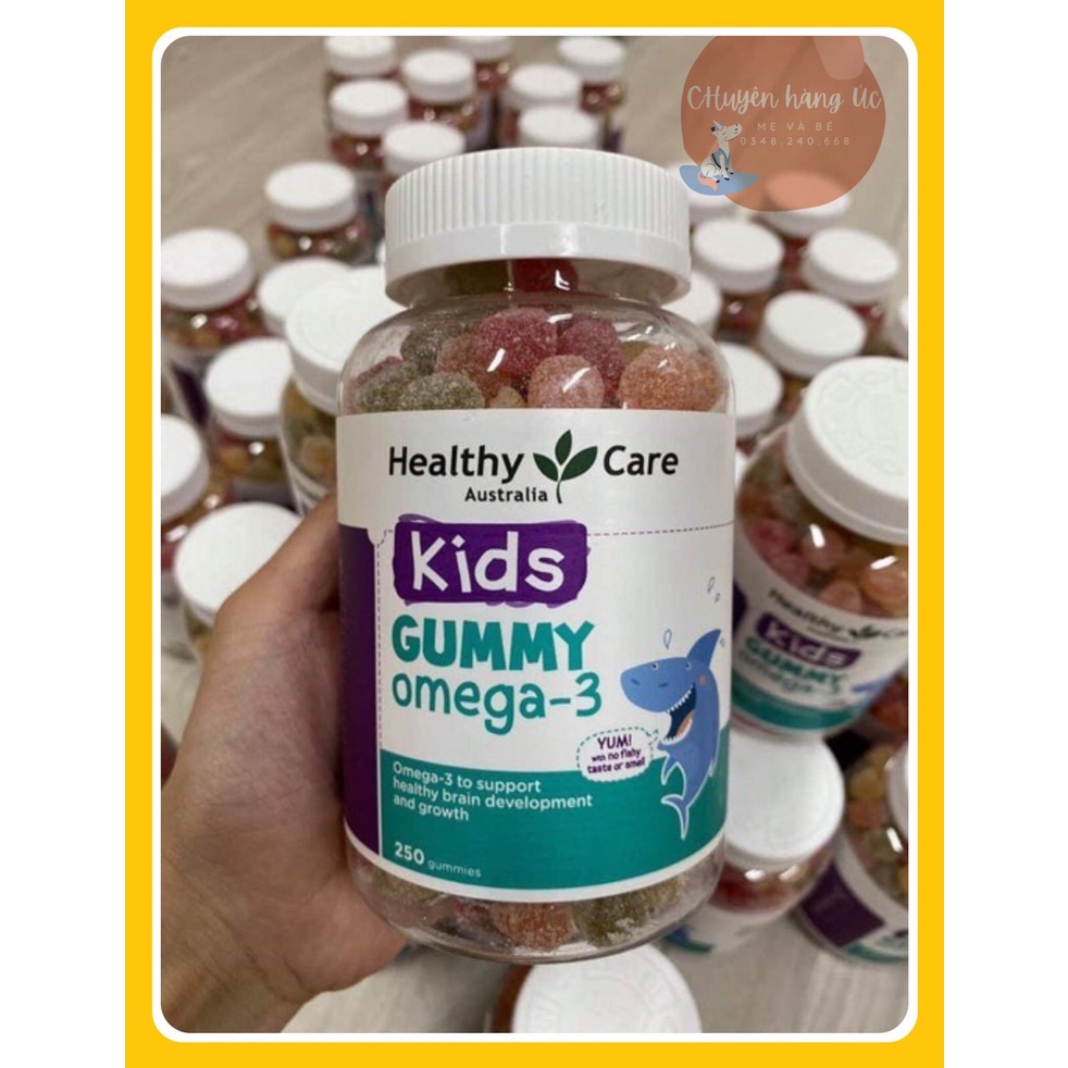 Kẹo Dẻo Cung Cấp Omega 3 Cho Bé Kids Gummy Omega-3 Healthy Care 250 Viên - Chuẩn Úc