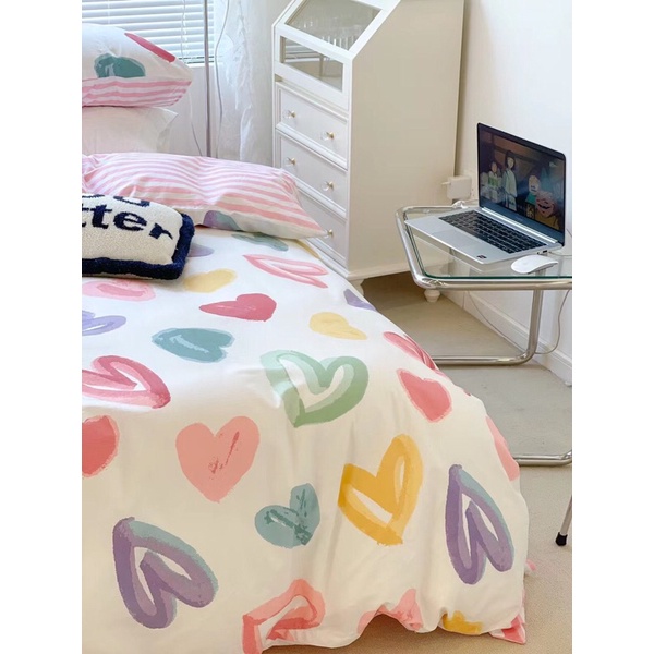 Bộ Chăn Ga Gối ❤️ cotton poly 5 món hè đủ size đệm đáng yêu miễn phí bo chun nhập khẩu hàn quốc Mượt Decor