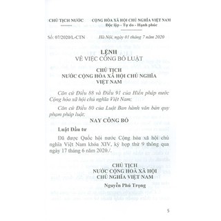 Sách - Luật Đầu Tư Năm 2020
