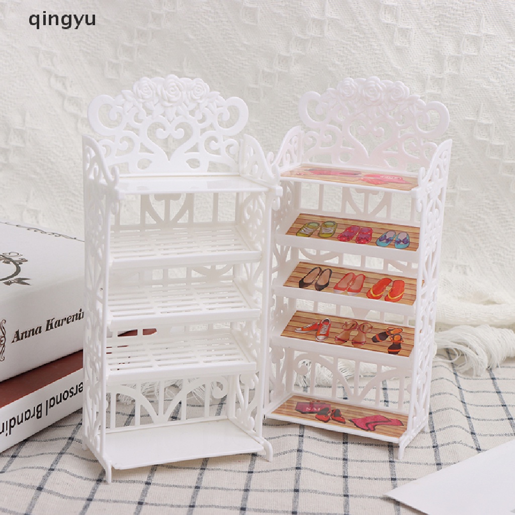 Qingyu Set 12 Đôi Giày Trắng 5 Lớp + Kệ Để Giày Cho Búp Bê