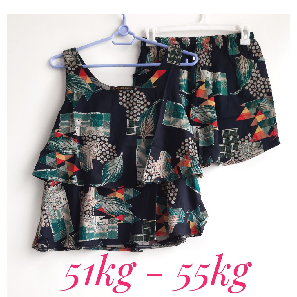 Bộ Tole mặc nhà, bộ tầng, quần đùi nhiều hoa văn siêu trẻ trung và mát mẻ( 51kg- 55kg)