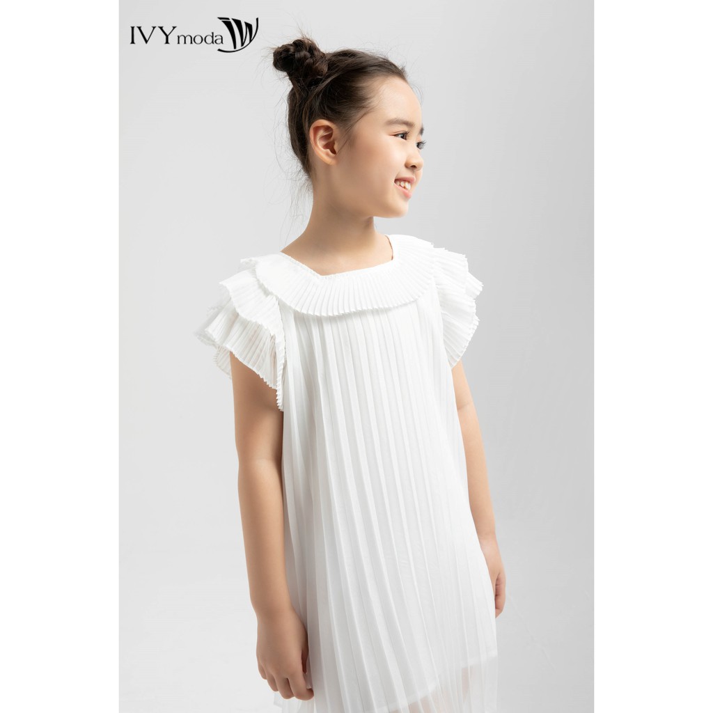 [NHẬP WABRTL5 GIẢM 10% TỐI ĐA 50K ĐH 250K ]Đầm voan xếp ly bé gái IVY moda MS 48G1246