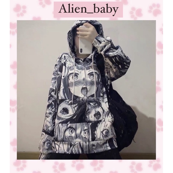 Áo khoác hoodie zip in hình anime henzai