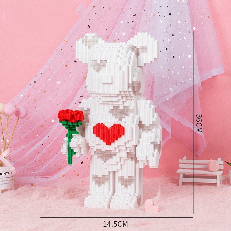 Xếp hình Gấu Bearbrick ironman jinx phi hành gia 36cm lắp ráp mô hình cỡ lớn bear brick nanoblocks nano 3d